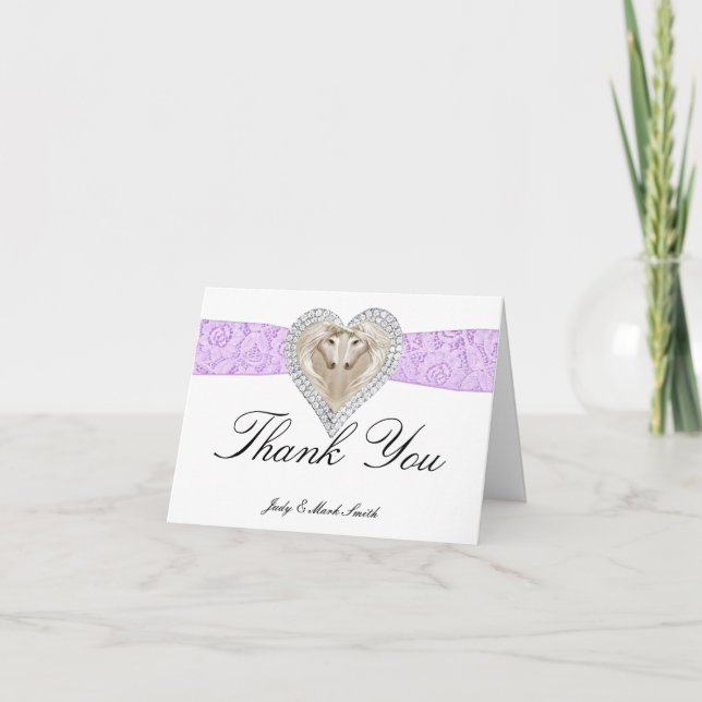 Unicorn Purple Lace Thank You Card (Front)