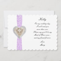 Unicorn Purple Lace Wedding Maid Of Honour Card