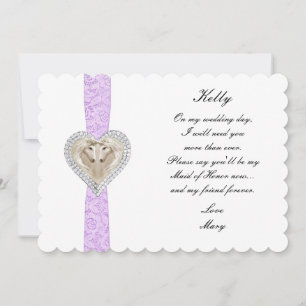 Unicorn Purple Lace Wedding Maid Of Honour Card