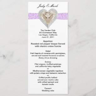 Unicorn Purple Lace Wedding Menu Card
