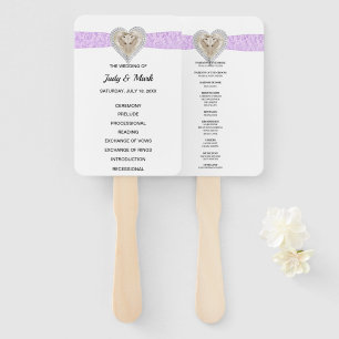 Unicorn Purple Lace Wedding Program Fans