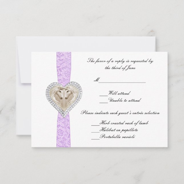 Unicorn Purple Lace Wedding Response Card (Front)