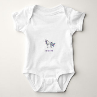 unicorn purple maron happy birthday kids name cute baby bodysuit