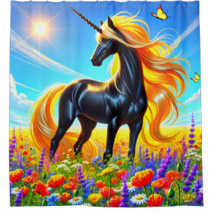 Unicorn Radiant Fantasy Horse Art Shower Curtain