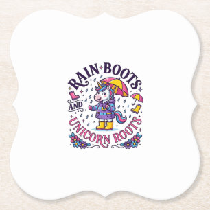 Unicorn Rain Boots and Unicorn Roots Commercial Sh Paper Coaster