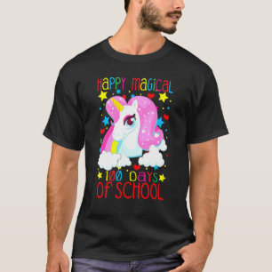 Unicorn Rainbow 100th Days Happy Magical 100 Days T-Shirt