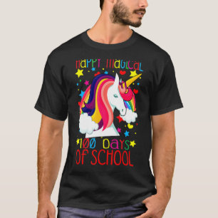 Unicorn Rainbow 100th Days Happy Magical 100 Days  T-Shirt