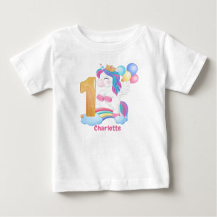 Unicorn Rainbow 1st Birthday Baby T-Shirt