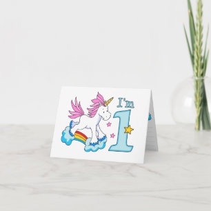 Unicorn Rainbow 1st Birthday Fill-in Invitation