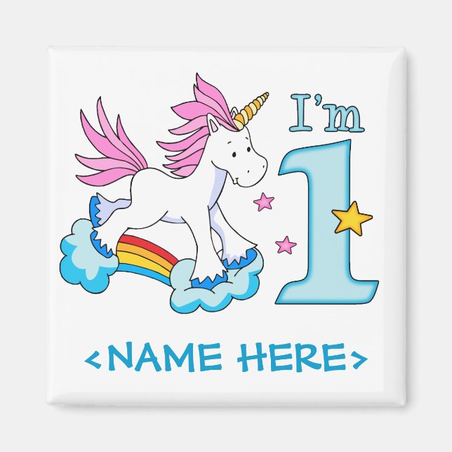 Unicorn Rainbow 1st Birthday Magnet (Front)