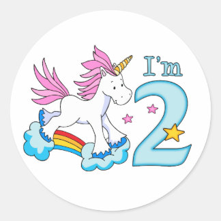 Unicorn Rainbow 2nd Birthday Classic Round Sticker