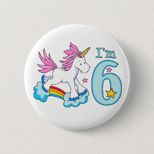 Unicorn Rainbow 6th Birthday 6 Cm Round Badge