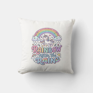 Unicorn Rainbow After the Rain Premium Vector Typo Cushion