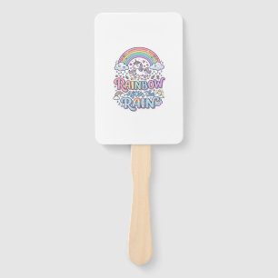 Unicorn Rainbow After the Rain Premium Vector Typo Hand Fan