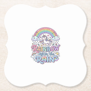 Unicorn Rainbow After the Rain Premium Vector Typo Paper Coaster