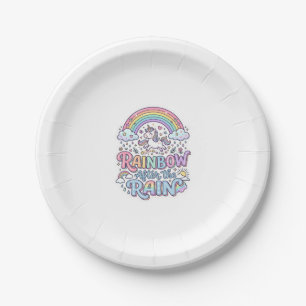 Unicorn Rainbow After the Rain Premium Vector Typo Paper Plate