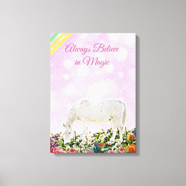 Unicorn Rainbow Always Believe in Magic Wall Art (Front)