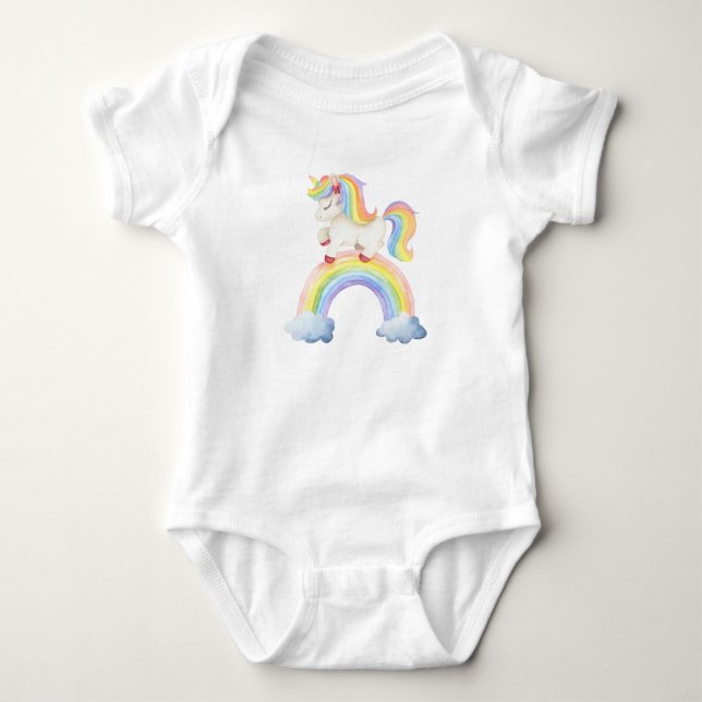 Unicorn Rainbow  Baby Bodysuit (Front)