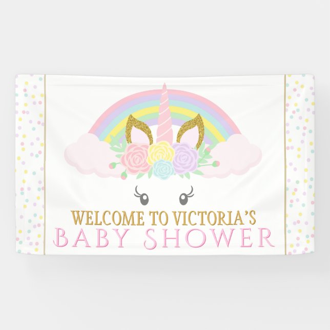Unicorn Rainbow Baby Shower Banners (Horizontal)