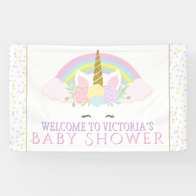 Unicorn Rainbow Baby Shower Banners (Horizontal)