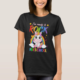 Unicorn Rainbow Back To School I'm Ready To Rock P T-Shirt