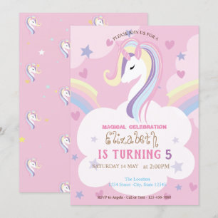 Unicorn Rainbow Birthday Invitation