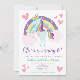 Unicorn Rainbow Birthday Invitation