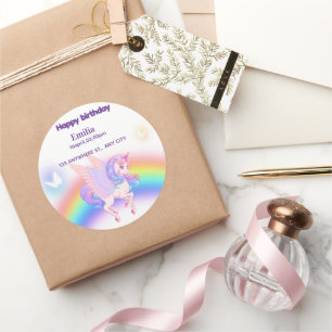 Unicorn Rainbow Birthday Invitation  Sticker