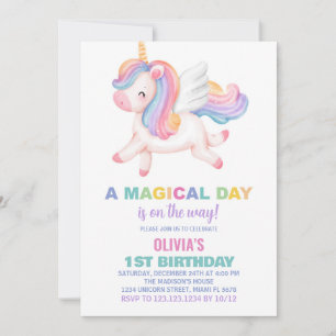 Unicorn Rainbow Birthday Invitations