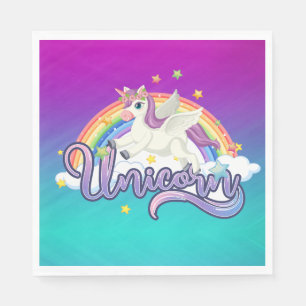 Unicorn Rainbow Birthday Magical Whimiscal  Napkin