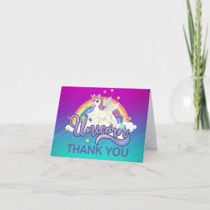 Unicorn Rainbow Birthday Magical Whimiscal  Thank You Card