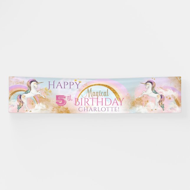 Unicorn Rainbow Birthday Party Banners (Horizontal)