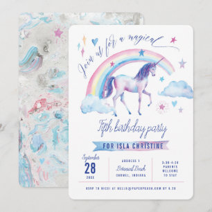 Unicorn Rainbow Birthday Party Invitation