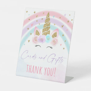 Unicorn Rainbow Cards & Gifts Birthday Pedestal Sign