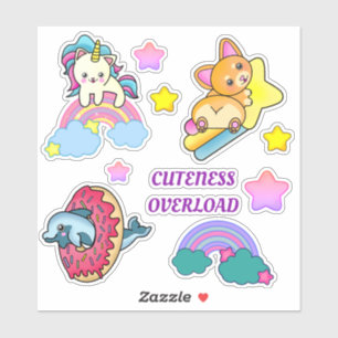 Unicorn Rainbow Cat with Star Corgi and Dolphin