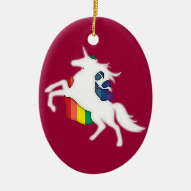 Unicorn & Rainbow Ceramic Tree Decoration (Front)