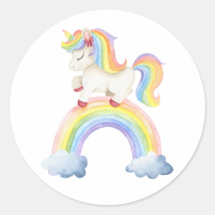 Unicorn Rainbow  Classic Round Sticker