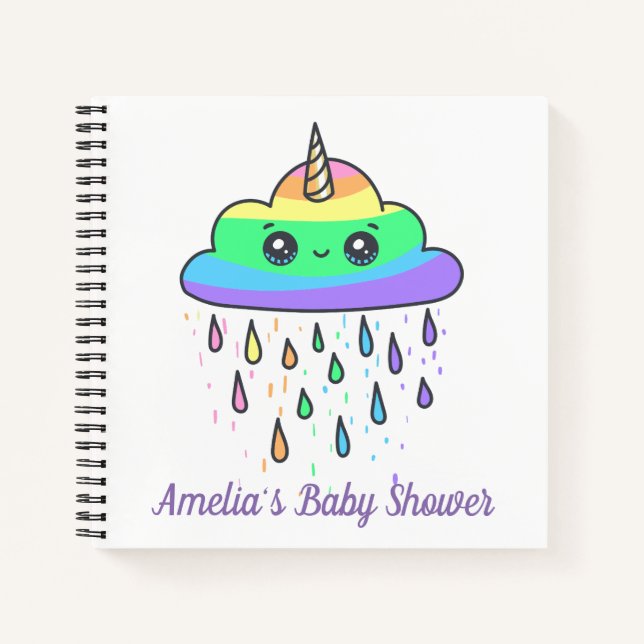 Unicorn Rainbow Cloud Baby Shower Notebook (Front)