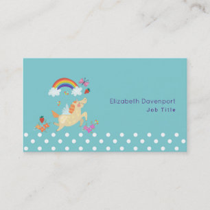 Unicorn Rainbow Clouds and Flowers Business Card