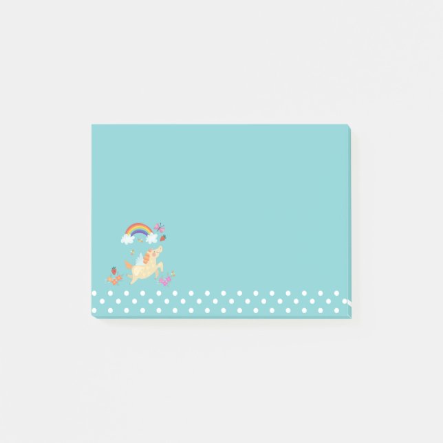 Unicorn Rainbow Clouds and Flowers Post-it Notes (Front)