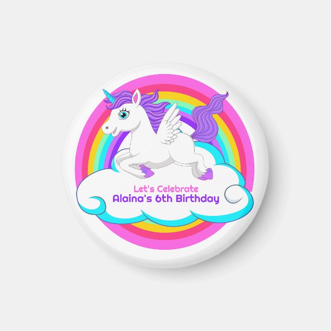 Unicorn Rainbow Clouds Stars Bounce House Gift Magnet (Front)