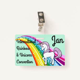 Unicorn & Rainbow Convention Badge Personalise ID Badge