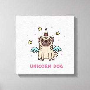 Unicorn Rainbow Dog Canvas Print