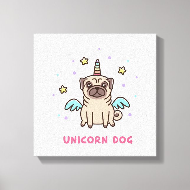 Unicorn Rainbow Dog Canvas Print (Front)