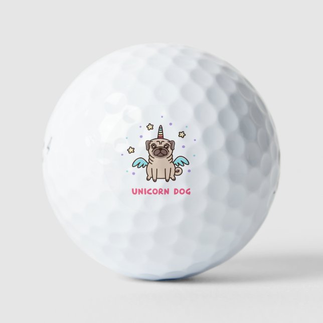 Unicorn Rainbow Dog Golf Balls (Front)