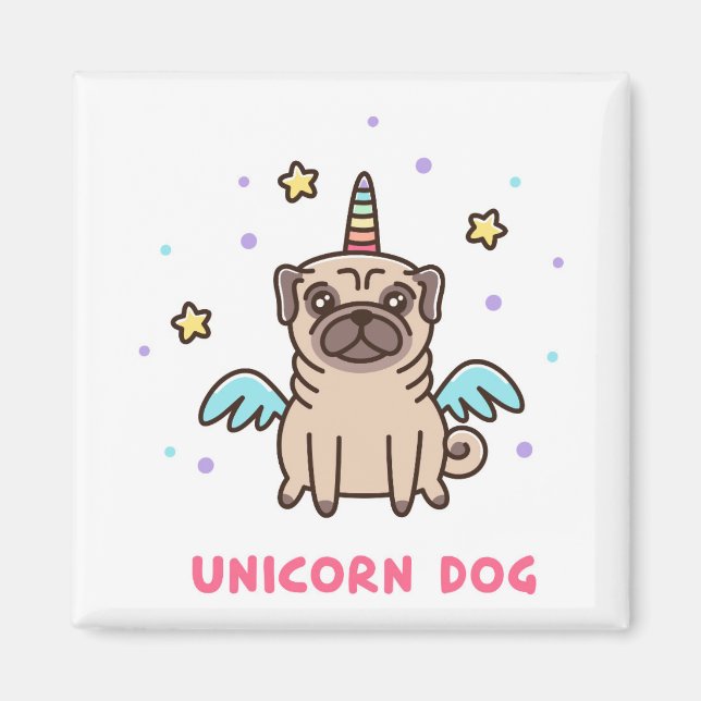 Unicorn Rainbow Dog Magnet (Front)
