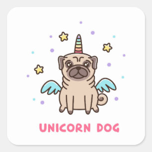Unicorn Rainbow Dog Square Sticker