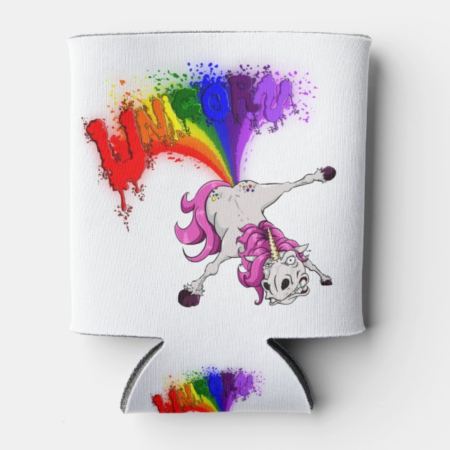 unicorn rainbow fart can cooler (Front)