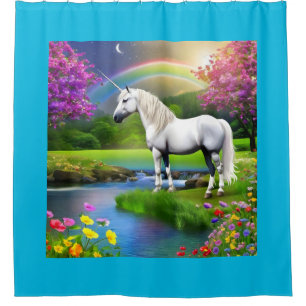 Unicorn Rainbow Flower Landscape Four Shower Curtain