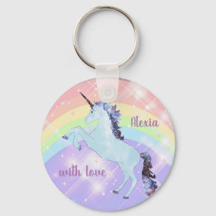Unicorn, rainbow, for girls, children's, festive, key ring
